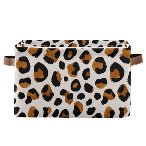 Image of Aslsiy Storage Basket Brown Leopard Black Cheetah (9) Nursery Bins Baby Canvas Box Clothes Shelf Basket Laundry Hampers 1 Pcs