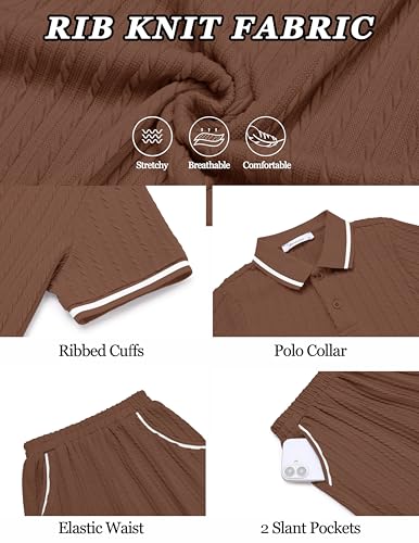 Image of Arshiner Boys 2 Piece Outfits Button Polo Shirt & Elastic Shorts 4-13 Years