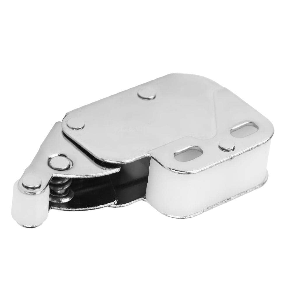 Hilitand Silver Pack Of 10 Mini Tip Push Latch Rebound Cabinet Door Latch, Steel & Plastic,