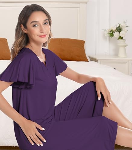 Image of NACHILA Women's Bamboo Viscose Pajamas Button V Neck Capri Pjs | Cooling pajamas, Breathable Fabric, Soft Touch, Sleep Comfort, Moisture-Wicking