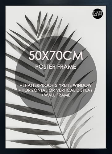 pf+a Styrene Window Wide Black Frame For 50x70cm Poster - Perspex Window - 70x50cm Black Poster Frame