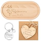 Otuuz Hebamme Geschenk Dankeschön Hebamme mit Herz Holztablett Herzförmige Anhänger Umschlag Danke Geschenk für Geburt Midwife Weihnachten(Hebamme)