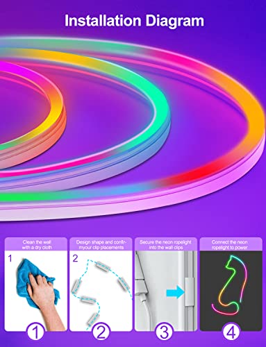 Fauyes Neon Rope Lights, 16.4Ft Icrgb Meteor Ledic,Outdoor Waterproof Ip67 Diy Design,Music Sync,24Key Remote,Tuya App Control, Wifi Voice Activation Works With Alexa, Google Assistant,For Holidays #TOP4