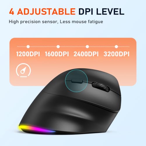 Image of MEETION Ergonomic Wireless Vertical Mouse, Rechargeable, Black