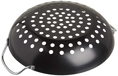 Tablecraft Bbq Metal Handle 13-Inch Non Stick Coating Round Grilling Wok, Small, Black #TOP3