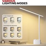 Lampe de bureau LED Honeywell Sunturalux™ HWT-H01 avec ports de chargement USB, lampe de table à intensité variable pour la maison, le bureau, le dortoir universitaire, la chambre, petite lumière de bureau lampe de lecture blanche