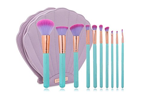 10 PCS Professional Mermaid Blush Cosmetic Brushes Kit Powder Brushes with Shell Cosmetic Bag 10 PCS Professional Mermaid Blush Cosmetic Brushes Kit Powder Brushes with Shell Cosmetic Bag