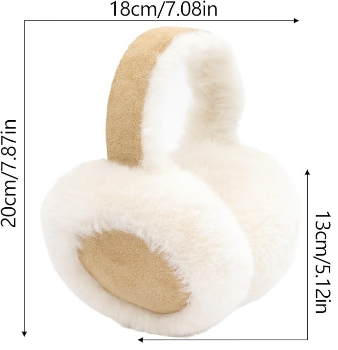 Image of Alexvyan Foldable Beige Dual Color Winter Ear Muffs Ear Warmers for Girls Boys Warm Earmuffs Soft Fur Cold Protection Earband Ear Protection Winter Women & Men - Outdoor Running Cycling Bike