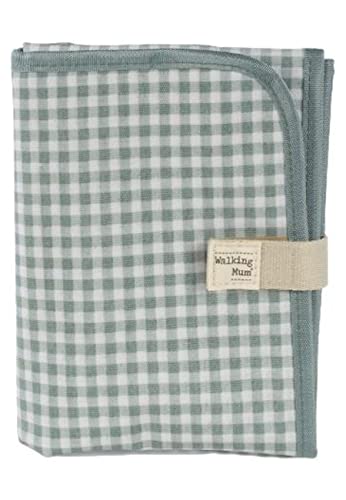 Walking Mum. Matelas à langer I Love Vichy, design portable et pliable, facile à ranger dans le sac maternel. Couleur verte. Dimensions : 18 x 27 x 4 cm.