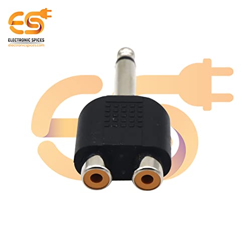 Image of Electronic Spices Single 6.35mm male to 2 RCA female dual splitter interface audio connectors pack of 20pcs