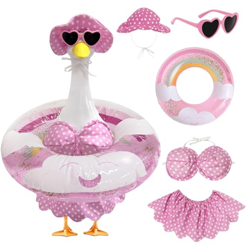 UGRASEA Porch Goose Outfit Swimsuit Summer Bikini Goose Costume 23 Lawn Goose Statue Costume for Outdoor Garden Patio Decoration (Pink)