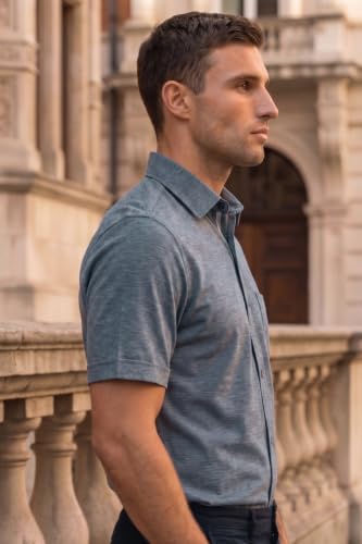 Image of Louis Philippe Men's Regular Fit Easy to Iron Everyday wear Premium Cotton Half Sleeve Solid Formal Shirt