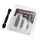25 Pcs 0.5-3.0 mm HSS Micro Twist Drill Bit, Mini High Speed Steel Drill with Hand Pin Vise Rotary Tools for Wood, Plastic, Soft Metal