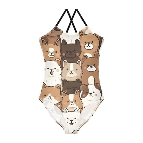 Girls Swimsuit Cute Puppy Pattern One Piece Swimwear
