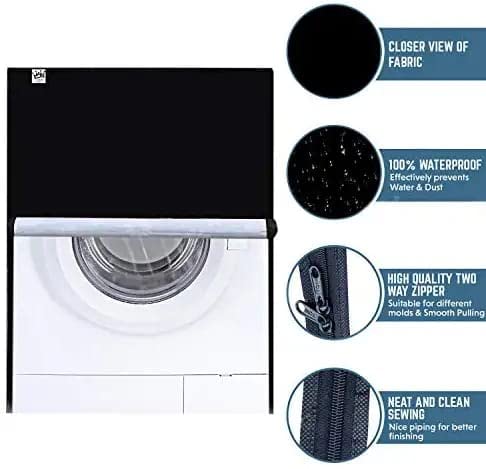 Image of Shri Bala Ji Washing Machine Cover for Fully Automatic Top Load 5.5 to 6.5 Kg (All Brand Fit Size) - Waterproof, Dustproof with Inlet /Outlet Pipe Holes, Full Body Zipper Closure