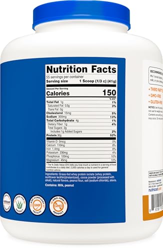Image of Nutricost Grass-Fed Whey Protein Isolate (Chocolate Peanut Butter) 5LBS | GMO Free, Gluten Free