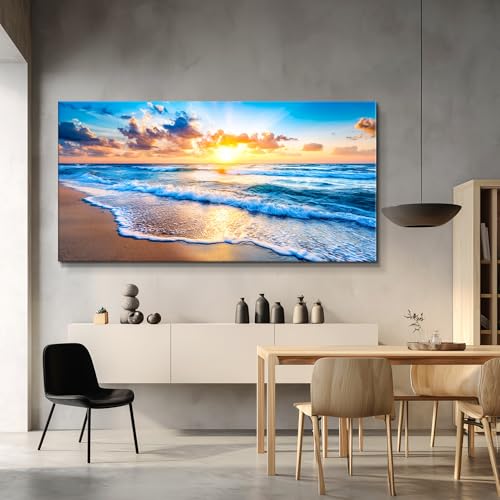 MEICEN88 Large Beach Wall Art Ocean Pictures Canvas Art Prints Coastal Wall Decor Beach Themed Decorations Artwork For Wall For Bathroom Living Room Bedroom Office Nautical Paintings Home Decorations by MEICEN88 - Used condition - Image 8