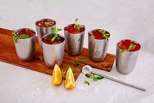 Vinod Stainless Steel Glass Set Of 6 - Premium Metal Cups | Beer Glasses | Juice Glass #TOP4