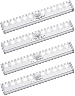 VyanLight Motion Sensor LED Lights, 10 LED Battery Operated Motion Light, Stick-On Anywhere Magnetic Night Light Bar for Under Cabinet, Closet, Hallway, Stairway, Wardrobe, Kitchen, Vanity, 4 Pack