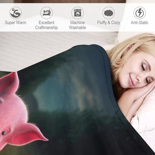 Couverture flannel cochon plaid chaud 140x180cm lavable en machine