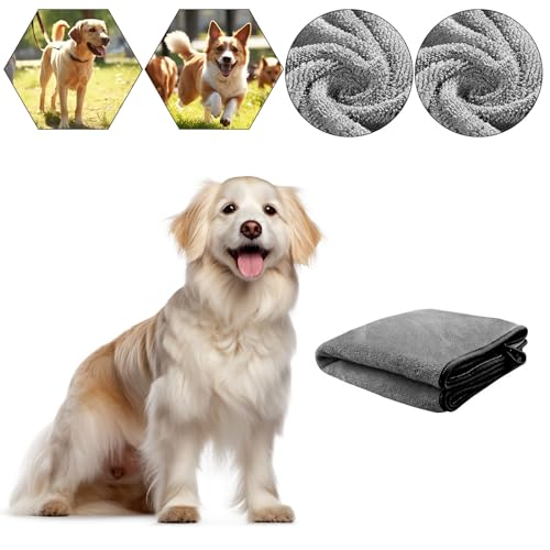 Hundebademantel, Mikrofaser Bademantel für Große Hunde mit Klettverschluss und verstellbarem Schrumpfband, schnell trocknend, saugfähig, für mittelgroße große Hunde, L