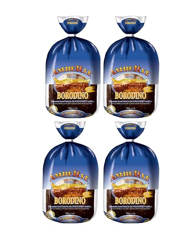Lithuanian AmbeRye Borodinskiy Russian Rye Bread - All Natural Whole Grain Imported Rye Bread, 24.7 oz/700 g - 4 Pack