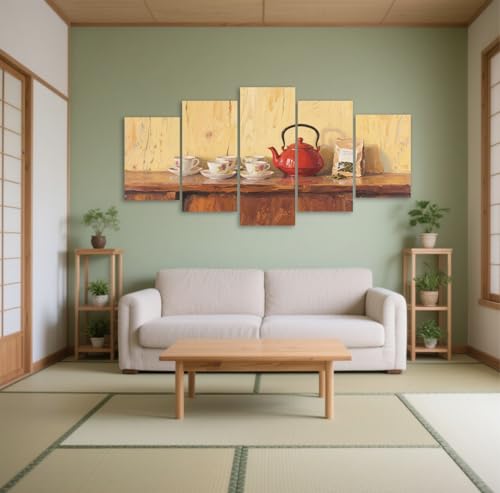 Toile murale vintage thé 200x100 cm | Tableau salon chic