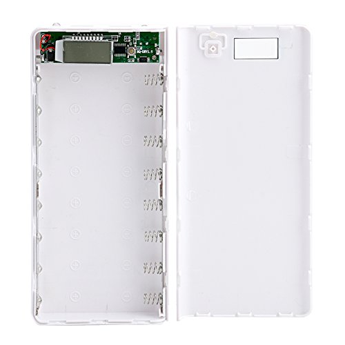 Mimgo Store 30000mAh USB 2 Port Power Bank Case 8x18650 Battery Charger Box DIY for Phone (White)