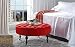 Divano Roma Furniture - Round Tufted Microfiber Coffee Table with Casters, Ottoman with Wheels (Red)