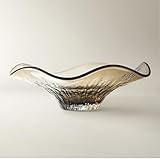 Z Gallerie Corsi Decorative Bowl - Ruffled Edge Textured Glass Design - Amber Gradient-ZGM1