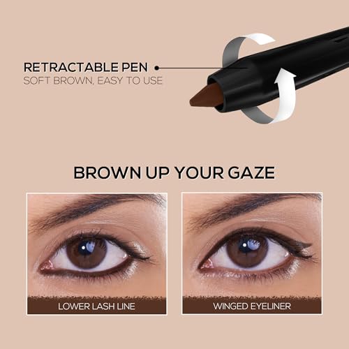 Image of RENEE Pure Brown Kajal Pen with Sharpener |24 Hrs Stay Long Lasting Kohl Pencil |Matte Finish, Rich Color Payoff |Smudge & Water Proof with One Swipe Application Formula - 0.30gm