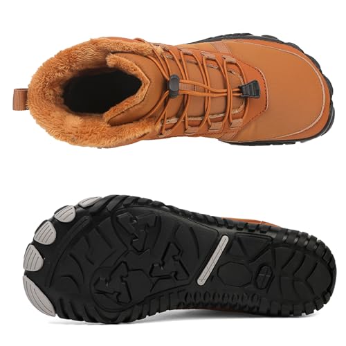 Men's and Women's Barefoot Hiking Boots | Zero Drop Winter Snow Boots with Wide Toe Box | Slip-On Waterproof Ankle Booties | Minimalist Five-Finger Sneakers for Outdoor Hiking and Walking2