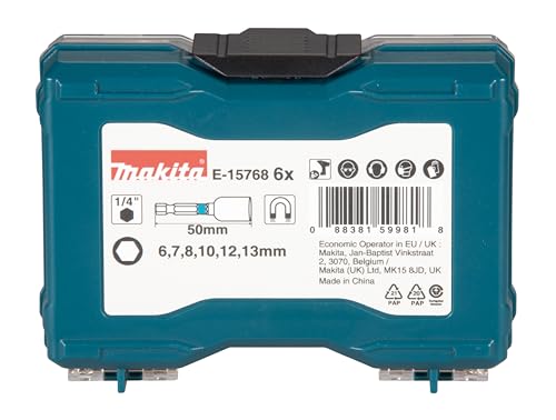 Coffret 6 douilles à queue Impact BLACK MAKITA E-15768 douille magnétique visseuse à choc 1/4 - 7