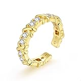 ALEXCRAFT Gold Ring for Women Adjustable Hypoallergenic Cubic Zirconia Crossover Ring Stackable ThumbRing Eternity Wedding Promise Engagement Band Gold Rings for Women Size 7