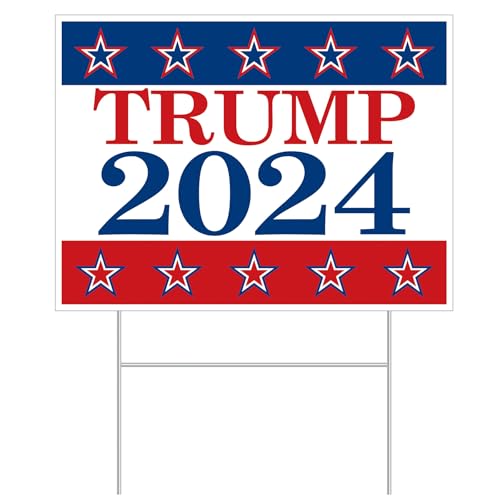 Beistle Donald Trump 2024 Republican Candidate Plastic Yard Sign- Metal H Stake, All-Weather for Outdoor Display to show Political Support