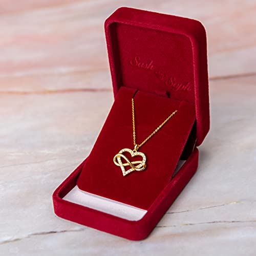 Sash & Soph Infinity Heart Necklace For Women. Gold Plated 925 Sterling Silver Heart Necklace For Girlfriend, Love Heart Pendant On 18" Chain With 2" Extender #TOP5