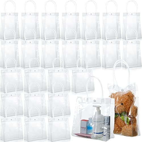 Mimorou 60 Pack Clear Pvc Gift Bags With Handles Reusable Plastic Gift Wrap Tote Bags Transparent Shopping Bags For Christmas Party Favors Weddings, 9 X 6.3 X 2.8 Inches And 7.8 X 7.8 X 3.1 Inches #TOP10