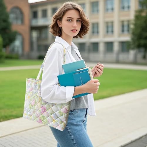 Image of Sunwel Fashion Top Zipper Floral Quilted Bag Small Tote Bag for Women