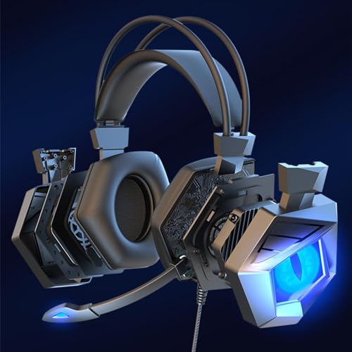 Image of Pongnas Wired Gaming Headset with Clear Stereo Sound Ergonomic Over Ear Design Noise Cancelling Mic for PC Blue