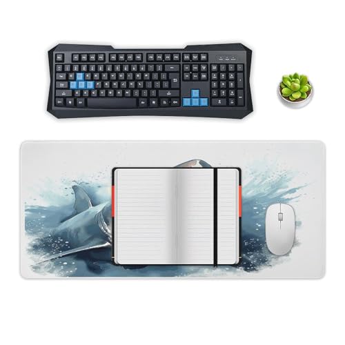 Tapis de souris de bureau requin 91,4 cm en caoutchouc durable