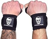 Gymreapers Wrist Wraps Weightlifting - Stiff Heavy Duty 18 inch Wraps With Thick Thumb Loop For Powerlifting, Bodybuilding, Cross Training, & Heavy Presses (Black - Medium Stiff, 12')