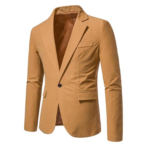 Men's Vintage Casual Corduroy Blazer Mens Corduroy Blazer Jacket Sport Coat One Button Casual Suit Slim Fit