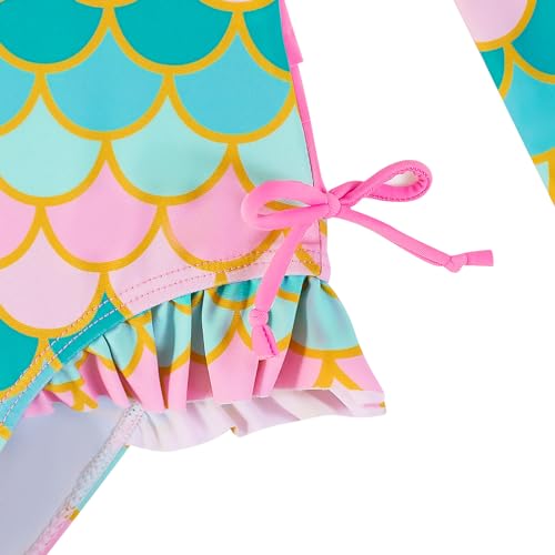 AIWUHE Conjunto de roupa de banho de uma peça de manga comprida para meninas, com zíper, roupa de ba