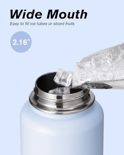 Image of Coolflask 40 oz Water Bottle Insulated with Straw & 3 Leakproof Lids