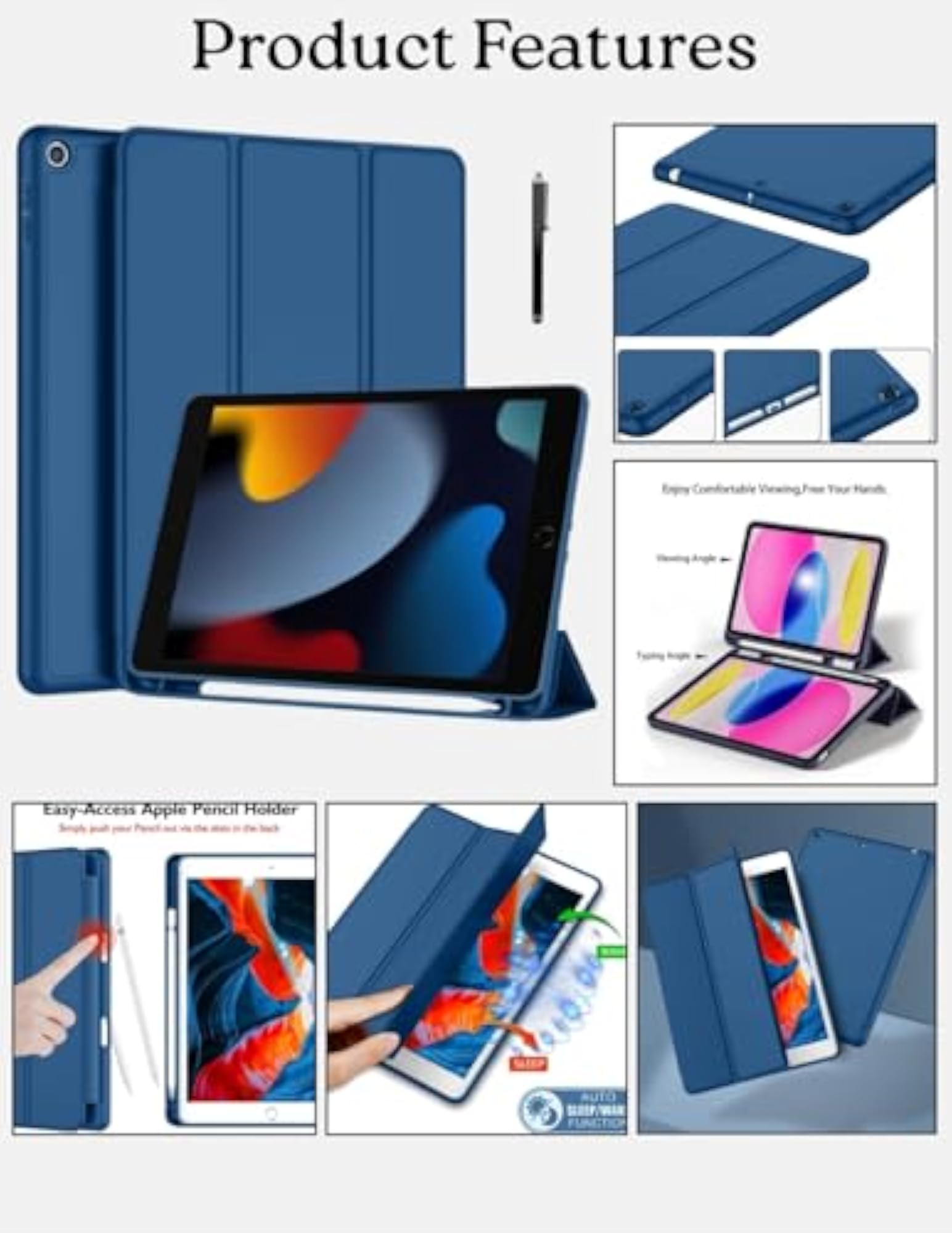 Smart Case for iPad 10.2 inch, Auto Sleep/Wake Cover