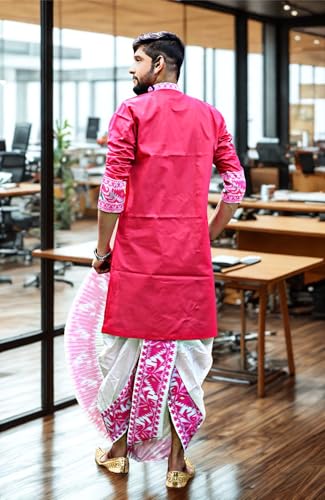 Image of Pure Cotton Full Sleeves Kurta with dupion silk Dhoti pant set (701)