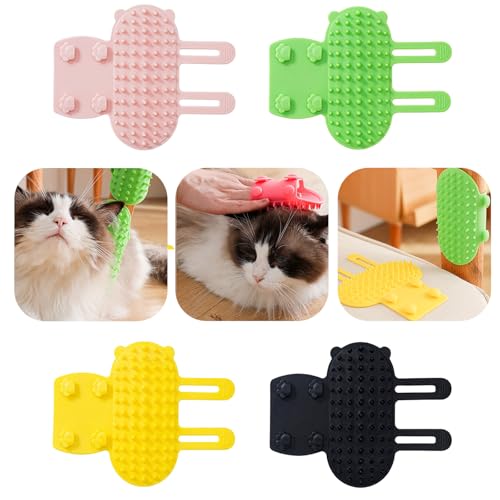 Image of Mixed Color 4 Pack Cat Self Groomers - Wall Corner Groomers, Massage Comb & Shedding Brush for Long /Short Fur Cats, Pet Tickling Artifact, Adjustable, for Table Legs & Climbing Frames