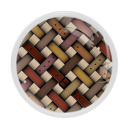 LVTISEE Lot de 4 boutons décoratifs rétro noués avec sangle de ceinture pour armoire, commode, tiroir, meubles de cuisine, cuisine, salle de bain ou bureau