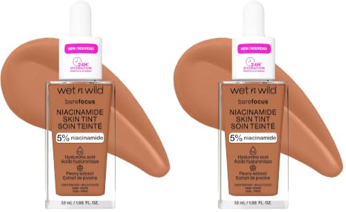 Image of wet n wild Bare Focus Skin Tint, 5% Niacinamide Enriched, Buildable Sheer Lightweight Coverage, Natural Radiant Finish, Hyaluronic & Vitamin Hydration Boost, Cruelty-Free & Vegan - Deep Brown