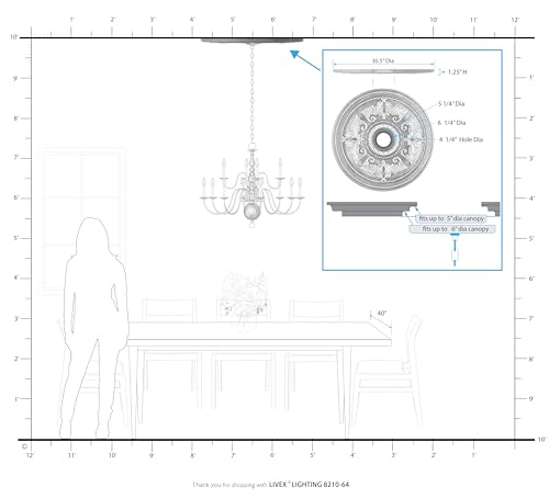 Image of Livex Lighting 8210-64 Ceiling Medallion, Palacial Bronze | Gilded Accents